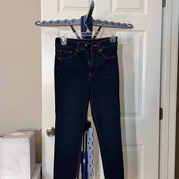 Express High Waisted Dark Wash Skinny Jeans - Picture 3 of 4